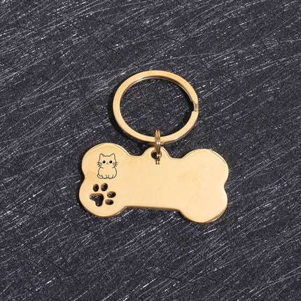Custom Text Dog Tags Personalized Name Dog Cat ID Tag Bone Shaped Pendant Laser Engraving Address Number Customized Pets ID Tag