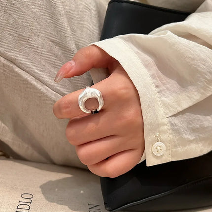 925 Sterling Silver Matte Finish Moon Open Rings For Women Ladies Luxury Jewelry Wholesale Accessories Jewellery Argent 925