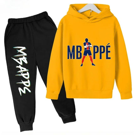 Spring Autumn Children's Hoodie Set Mbappe Print Plus Sweatshirt Pants Suits Sports Kid Tracksuit 2-piece Set Boys Girls Clothes