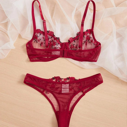 Women Sexy Lace Lingerie Fashion Wire Free Sexy Underwear Set For Women Embroidery Perspective Sexy Lingerie For Women Sleepwear