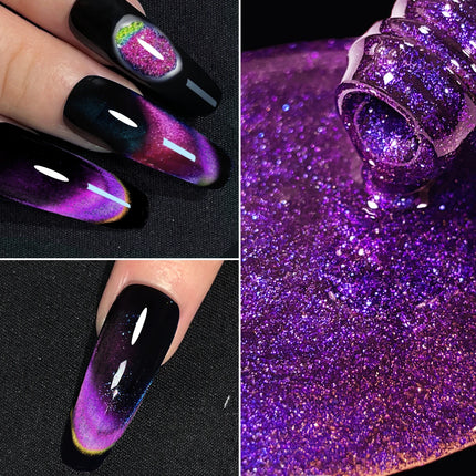7ML Holographic Glitter Cat Eye Easter Gel Polish, Magic Spell Soak-off LED Gel Nail Polish