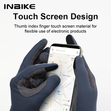 INBIKE 2024 Cycling Gloves Gel Padded for Men Autumn Winter Fleece Road Bike Gloves MTB Full Finger Touchscreen Bike Accessories