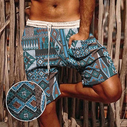 Men's Vintage Graphic Prints Geometry Summer Shorts Board Shorts Casual Mid Waist Streetwear Stylish Ethnic Style Daily Bottoms