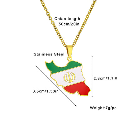 1Pcs New Stainless Steel Iran Map Hollow Heart Pendant Necklace Men's and Women's Versatile Sweater Chain Accessories Pendant