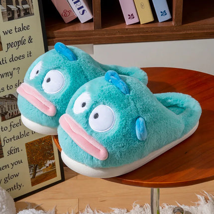 Hangyodon Anime Cartoon Peripheral Cotton Slipper Winter Home Cute Thick Bottom Warm Plush Cotton Outdoor Cute Couple Shoes Gift