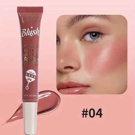 USHAS 4 Color Long-lasting Liquid Blush Facial Contouring Lightweight Soft Multi-Use Cream Blush Waterproof Facial Blush Stick