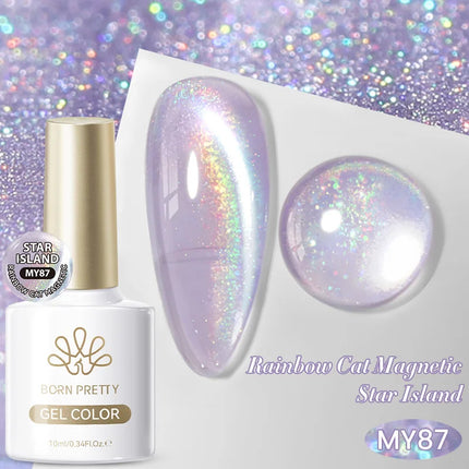 BORN PRETTY 10ml Auroras Glitter Cat Magnetic Gel Nail Polish Jelly Glass Bead Semi Permanent Soak Off UV LED Varnish Manicure