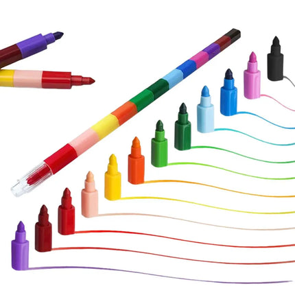 6/12pcs 12 Colors Stackable Crayons Creative Rainbow Building Blocks Coloring Oil Painting Stick Student Stationery YMY