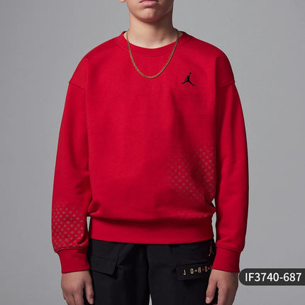 Nike Official Genuine JORDAN Big Kids Knit Pattern Round Neck Warm Sweatshirt IF3740-687