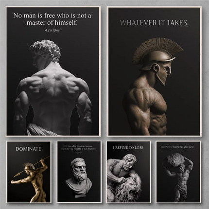 Alexander the Great Quote Motivational Wall Art Spartan Warrior Canvas Ancient Greek Poster Bronze Statue Sculpture Room Decor