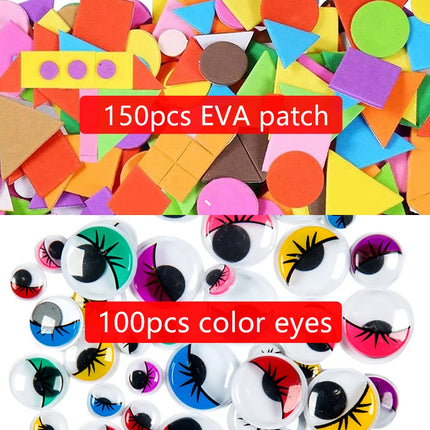 Children Handicraft Toys Black & White Eyes Sponge Patch Geometry Triangle Square Circle Stickers Children Craft Toys TMZ