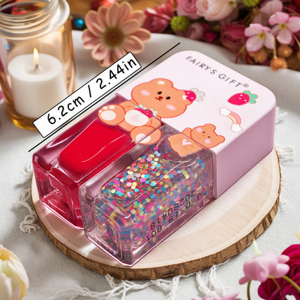 S01 Little Bear Balloon  2-Bottle Set Nail Polish No-Bake Quick-Dry Long-Lasting Peelable Water-Based Triple Color Nail Polish