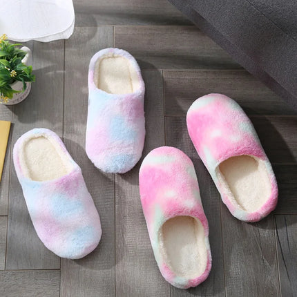 Women Indoor Slippers Warm Plush Home Slipper Autumn Winter Shoes Woman House Flat Floor Soft Silent Slides for Bedroom