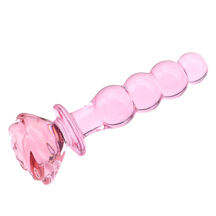 Sexy Rose Anal Beads Glass Butt Plug for Women Vaginal Dilator Dildos Female Masturbator Erotic Products Sex Toys Adults Men 18