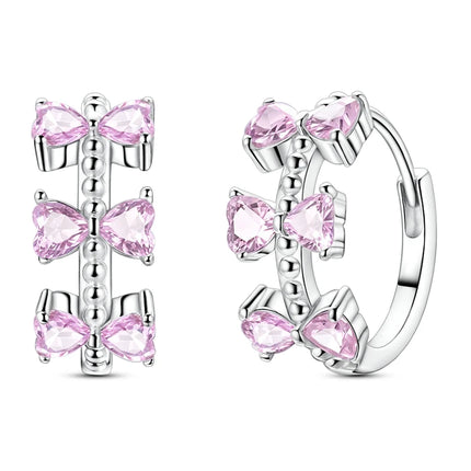 2025 New 925 Sterling Silver Earrings Simple Bow Strawberry Butterfly Hoop Stud Earrings for Wedding Party Women Jewelry Girls