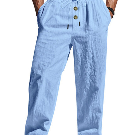 Men's Casual Trousers 2025 Spring/Summer New Man Large Size white Straight trousers Solid Beach black Fitness Pants S-XXXL