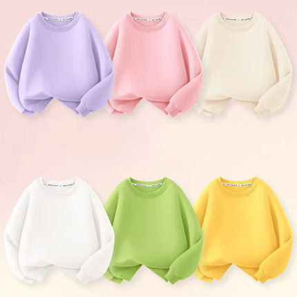 Fashion Girls Boys Sweatshirts Clothing Autumn Solid Color Casual Long Sleeve Pullover Children's Clothes Teen 6 8 10 12 Years
