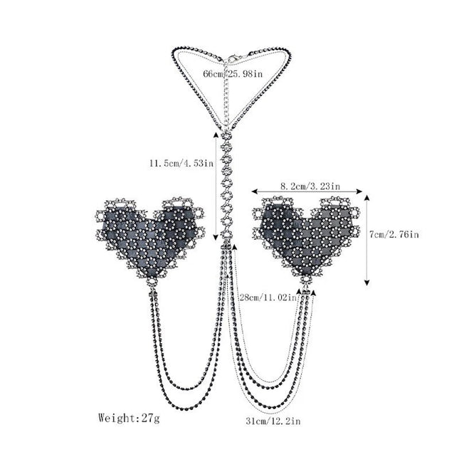 1Pc Sexy Rhinestone Decorative Nipple Pasties Choker Collar Body Chain Self-Adhesive Reusable Women's Nipple Cover Stickers