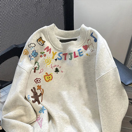 Thickened Long Sleeve Hoodie round Neck American Style Streetwear for Men And Women in Autumn And Winter 2025 Fashion Trend