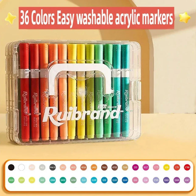 24/36/48/60 Color Acrylic Marker Pens Brush Tip Paint Markers for Kids DIY Crafts Painting Wood Canvas Stone Art School Supplies