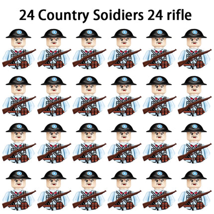 WWII Infantry Military Soldier War National Army Mini Gun Weapon Models Building Blocks Building Blocks Toys for Kids