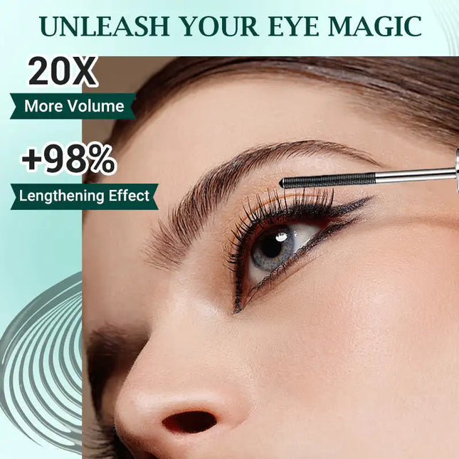 Waterproof Metallic Tube Mascara Black Silk Fiber Long Curling Non-Clumping Eyelash Extensions Spiral Makeup for Eyes