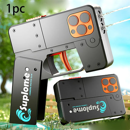 Mobile phone folding water gun continuous firing dual head spray water gun launcher model toy