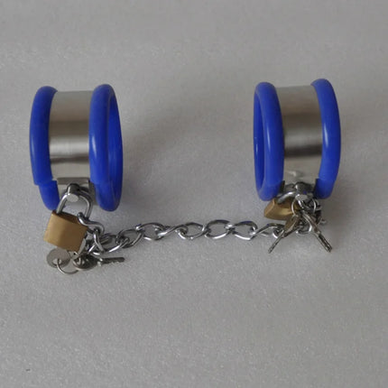 BDSM bondage restraints stainless steel silicone hand ankle cuffs sex toys for couples bed bondage chastity handcuffs