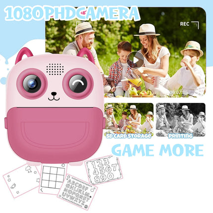 Kids Camera Instant Print Photo, Portable Thermal Printing Camera Toy with HD Digital Video, for 3-12 Years Old Boys Girls
