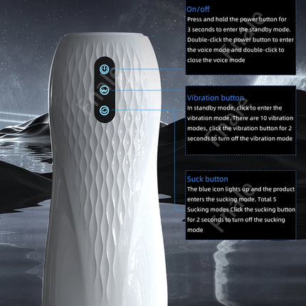 Male Masturbator Automatic Sucking Vibration Blowjob Machine Heating Pussy Penis Pump Masturbation Cup Sex Toys for Men Supplies