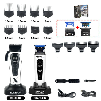 ROSYOUS RS-888C KM-1595 JC-10000 External Rotor Brushless Motor Men Electric Hair Clipper Kit 8000RPM Professional Hair Trimmer