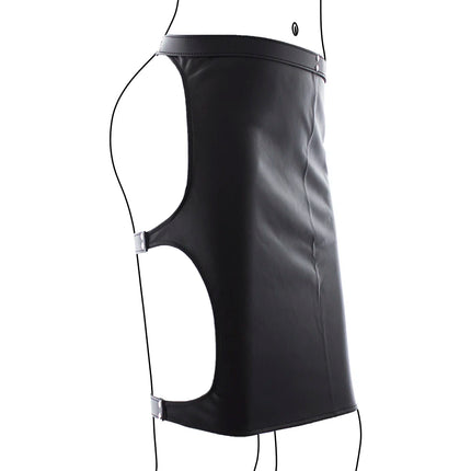 Thierry PU Leather Mooning Spanking Skirt with Straps Cosplay Adult Games for Women Erotic Mini Skirt for Sex Night Clubwear