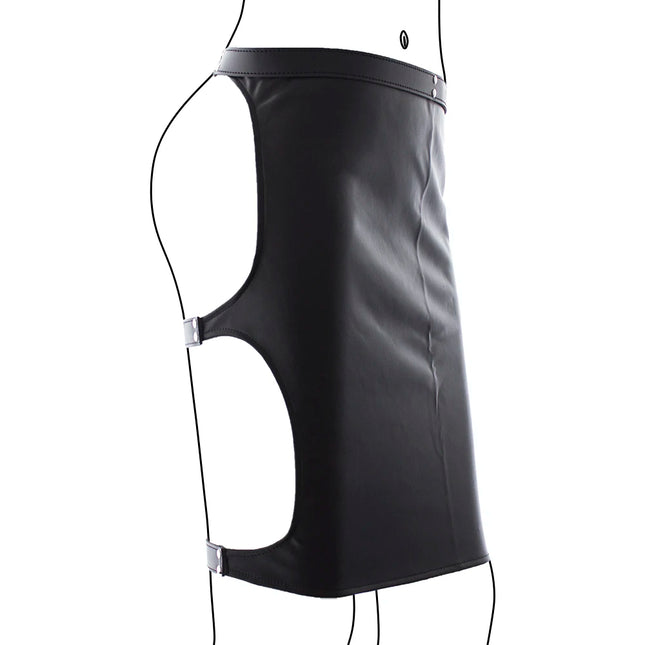 Thierry PU Leather Mooning Spanking Skirt with Straps Cosplay Adult Games for Women Erotic Mini Skirt for Sex Night Clubwear