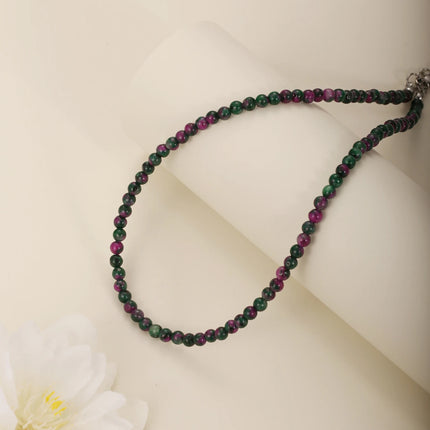 1PC 4mm natural amazonite stone beaded necklace for women ingx tiny pink wintersweet india onyx necklace women beaded jewelry