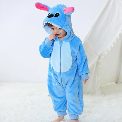 Baby Kigurumi Stitch Cartoon Romper Infant Kids Animal Jumpsuits Toddler Clothes Girls Boys Halloween Cosplay Pyjamas Costumes
