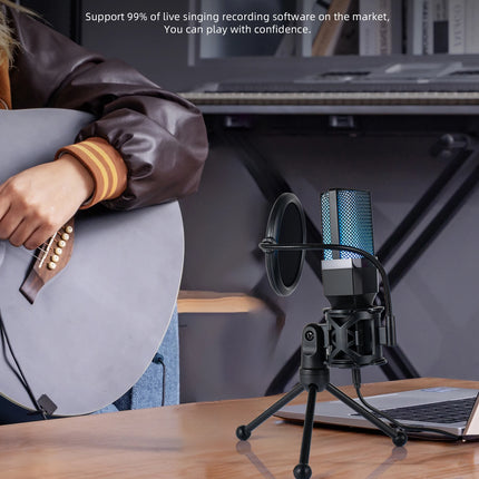 Gaming Computer Professional Condenser Microphone Mic PC Laptop USB Wired Live Streaming Podcast Studio Mike Kit Gamer Karaoke