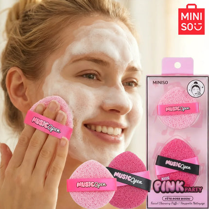 MINIISO PinkParty Series Powder Puff Combination With 2 Pores For Fine And Skin Friendly Cleansing, Easy To Remove Makeup