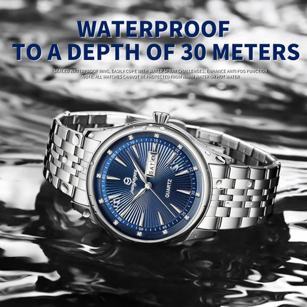 PAAZOMU Luxury Watch for Men Elegant Date Week Waterproof Luminous Men's Quartz Stainless Steel Sports Watch reloj