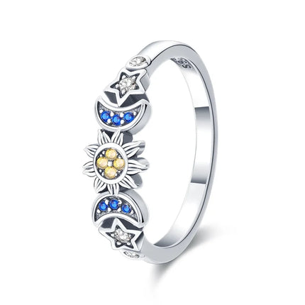 Rings For Women 100% 925 Sterling Silver Pink Heart Crown Star Moon Snowflake Zircon Rings Fashion Engagement Wedding Jewelry