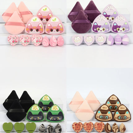 Rice Ball Cat 12-Piece Set, Expands When Exposed to Water, Dual-Use for Wet and Dry, Makeup Sponge Suitable for All Skin Types