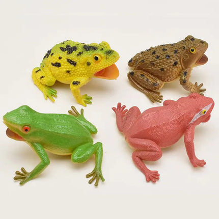 4PCS Frog Toy Squeak Sound Realistic Animals Figures Weird Prank Stuff Gag Gifts Funny Novelty For Teens Boys Girls