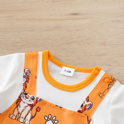 Lion 0-18 Months Print Clothes Infant Romper Baby Jumpsuit Cartoon Comfortable Soft Newborn Knitted Short Sleeve Lovely Onesie