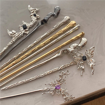 Fashion Butterfly Hair Sticks for Women Metal Hair Clip Pins Minimalist Irregualr Girls Hairpins Hair Bun Maker Headwear