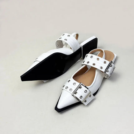 Big Size 43 Fashion Buckle Strap Ladies Flats Shoes Luxury Female Sandal Pointed Toe Women Flats With Shoes New In Summer Spring