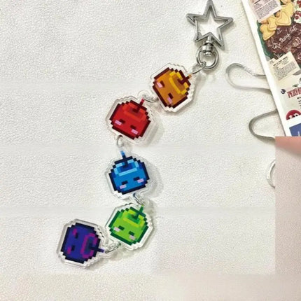 Game Stardew Valley Junimos Stardrop Cosplay Keychain Kawaii Acrylic Pixel Pendant Keyring Key Chain Bag Accessories Gift Prop