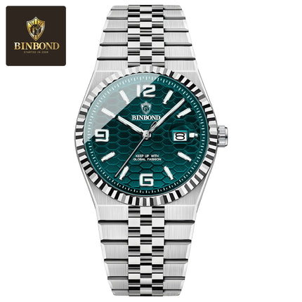 BINBOND Top Brand Quartz Watch For Men Luxury Stainless Steel Waterproof Luminous Watch Fashion Date Display Business Men Watch