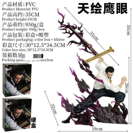 35cm One Piece Anime Figures Dracule Mihawk Figure Cosplay Model Pvc Statue Collection Doll Desk Ornaments Birthday Gift