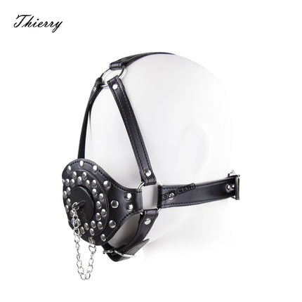 Thierry Plug Your Hole Open Mouth Gag Leather Head Harness, SM Bondage Slave Sex Toys for Couple Adult Games Erotic Sex Products