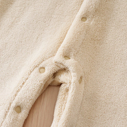 Newborn Baby Romper Winter Flannel Beige bear Hooded ears long sleeve Unisex Baby Pajamas 0-18 months Comfort Clothes