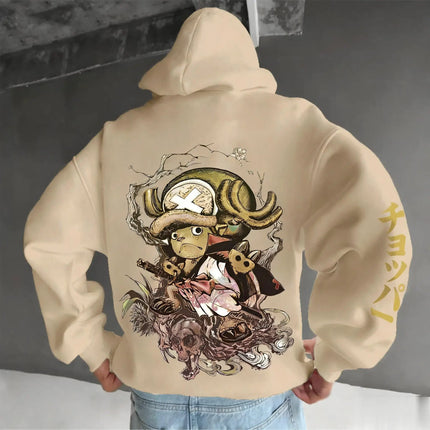 One Piece Chopper Graphic Pullover Hoodie Men Women New Autumn Winter Streetwear Oversized Casual Anime Print Hooded Sweatshirt